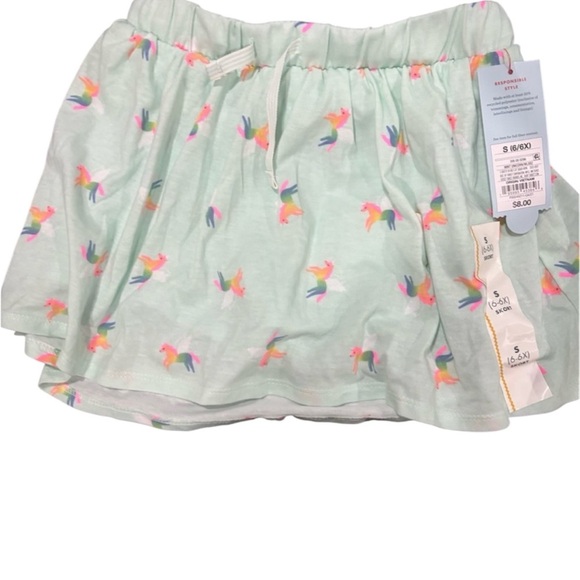 Cat & Jack Girls Skirt XS (4/5) Mint Green Unicorn Print Tiered Layered New - Picture 1 of 3
